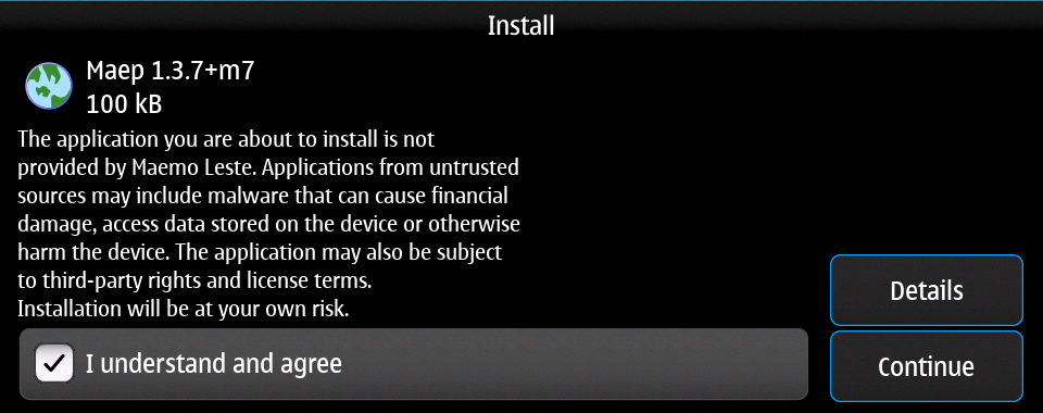App manager install confirm