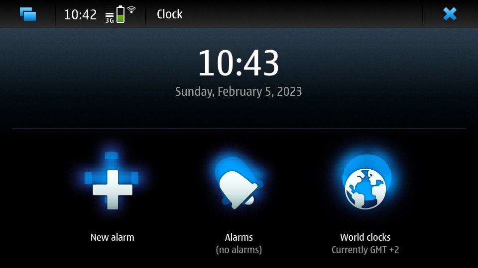 Clock app main screen