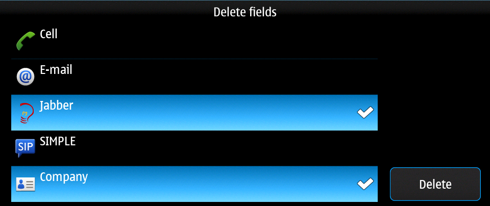 Contact delete fields