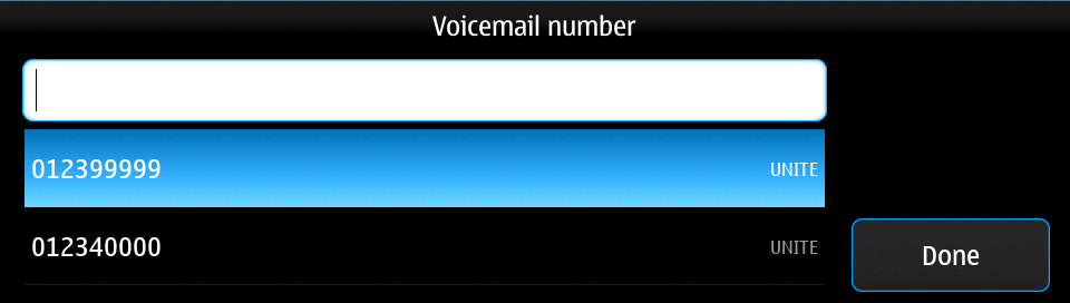 Contacts voicemail number
