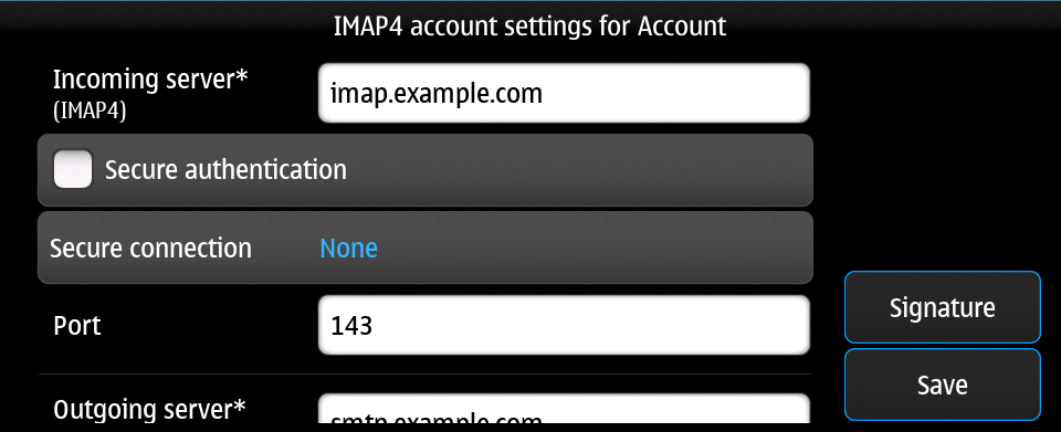Email account settings IMAP 2