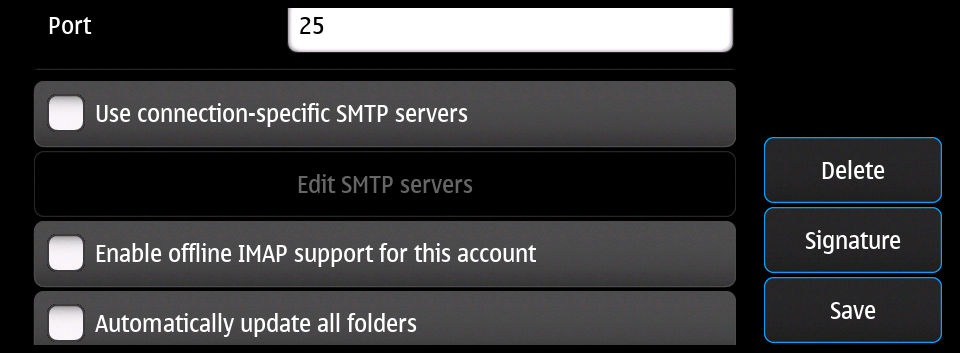 Email account settings SMTP 2