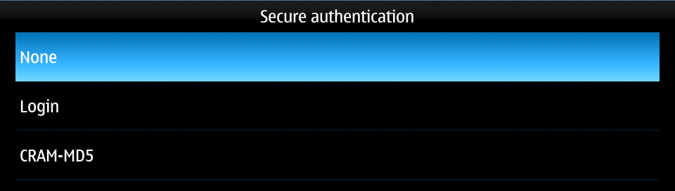 Email account SMTP secure auth
