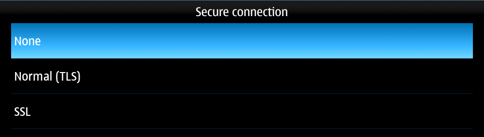 Email account SMTP secure conn