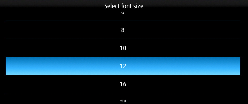 Email select font size