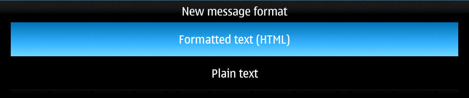 Email settings message format
