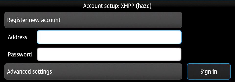 XMPP (Haze) account setup