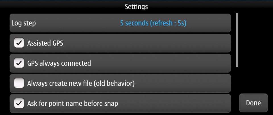 GPS Recorder settings 1