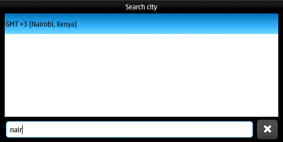 World clocks Search city Nairobi